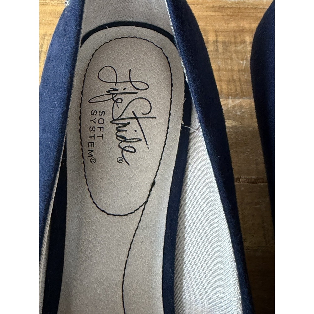 Life Stride Women's Shoes Size 8.5 Navy Blue Faux Suede Parigi Heels Pumps - Picture 4 of 7